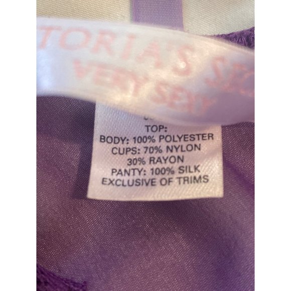 Victoria’s Secret Very Sexy Lingerie Sheer Purple Lace Jewel T Back Dress 36C - Picture 10 of 13